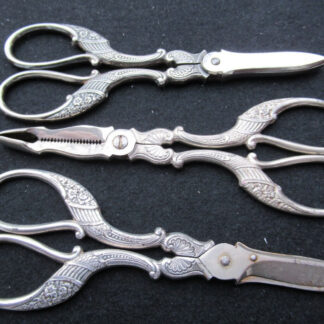 RARE ANCIEN SET 3 CISEAUX à RAISIN à FRUIT et PINCE SUCRE GRAPE SCISSORS ANTIQUE