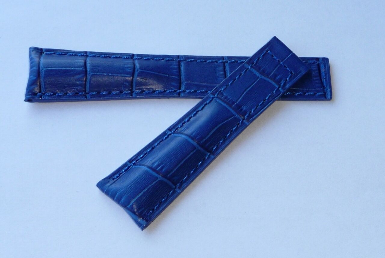 22/18mm Pour Tag Heuer Monaco Bleu Couleur Alligator-Style Bracelet
