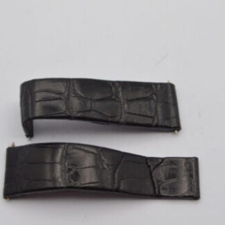 Rolex Prince 5441 Bracelet en Cuir 19MM Pour Fermoir Dépliant 16MM Noir Vintage