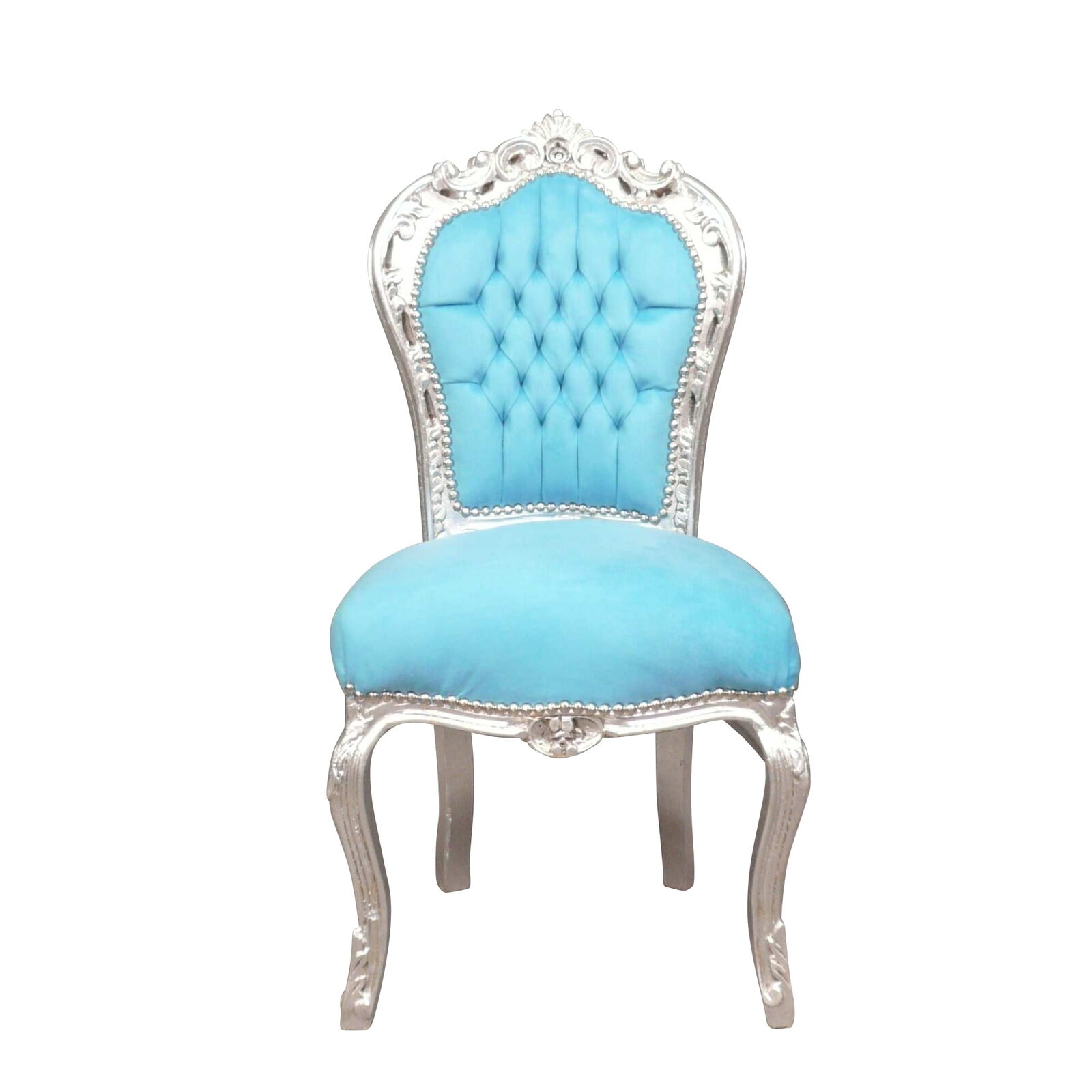 HTDECO - Chaises - Fauteuil - Canapé - Pouf louis XV XVI Chaise baroque bleue