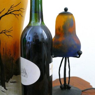 Lampe miniature / veilleuse tulipe Muller Art Déco pâte de verre fer forgé