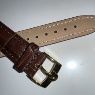 replacement 18mm Omega genuine leather strap for omega Watch With Gold Buckle