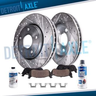 Rear Drilled & Slotted Disc Rotor Ceramic Brake Pad for 2005-2011 Ford Mustang