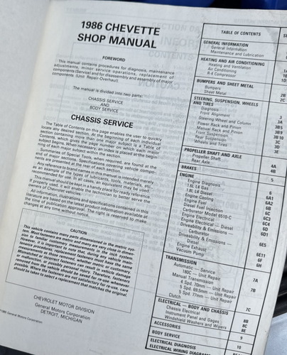 VTG Original 1986 Chevrolet Chevette Shop Manual Repair Authentic Nice Green