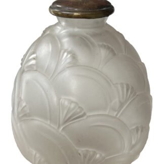 Pied de lampe en verre moulé dépoli à décor floral géométrique Art Déco