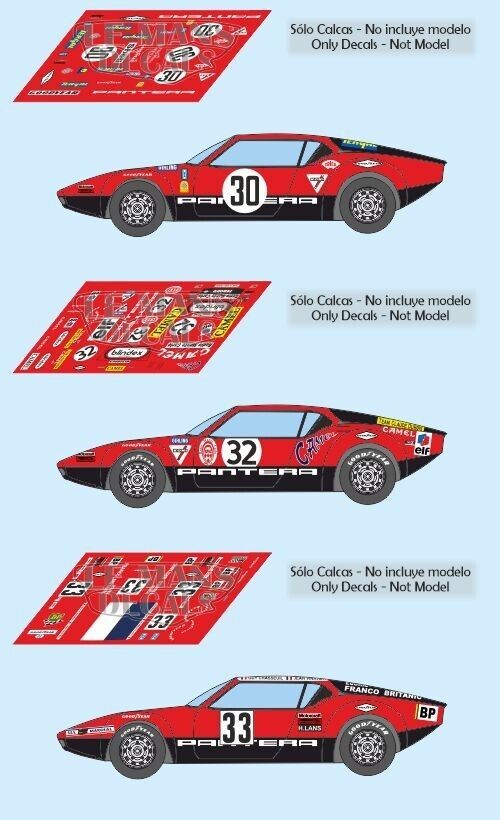 Décal De Tomaso Pantera Le Mans 1972 30 32 33 1:32 1:43 1:24 1:18...