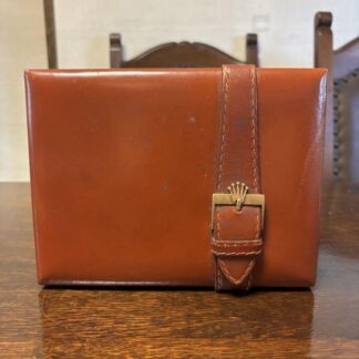 Boîte de montre Rolex vitrine bois marron accessoire de collection vintage lu...