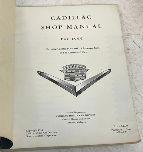 Vintage Original 1954 Cadillac Shop Manual