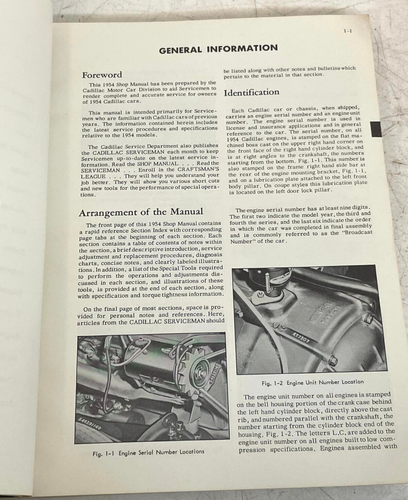 Vintage Original 1954 Cadillac Shop Manual