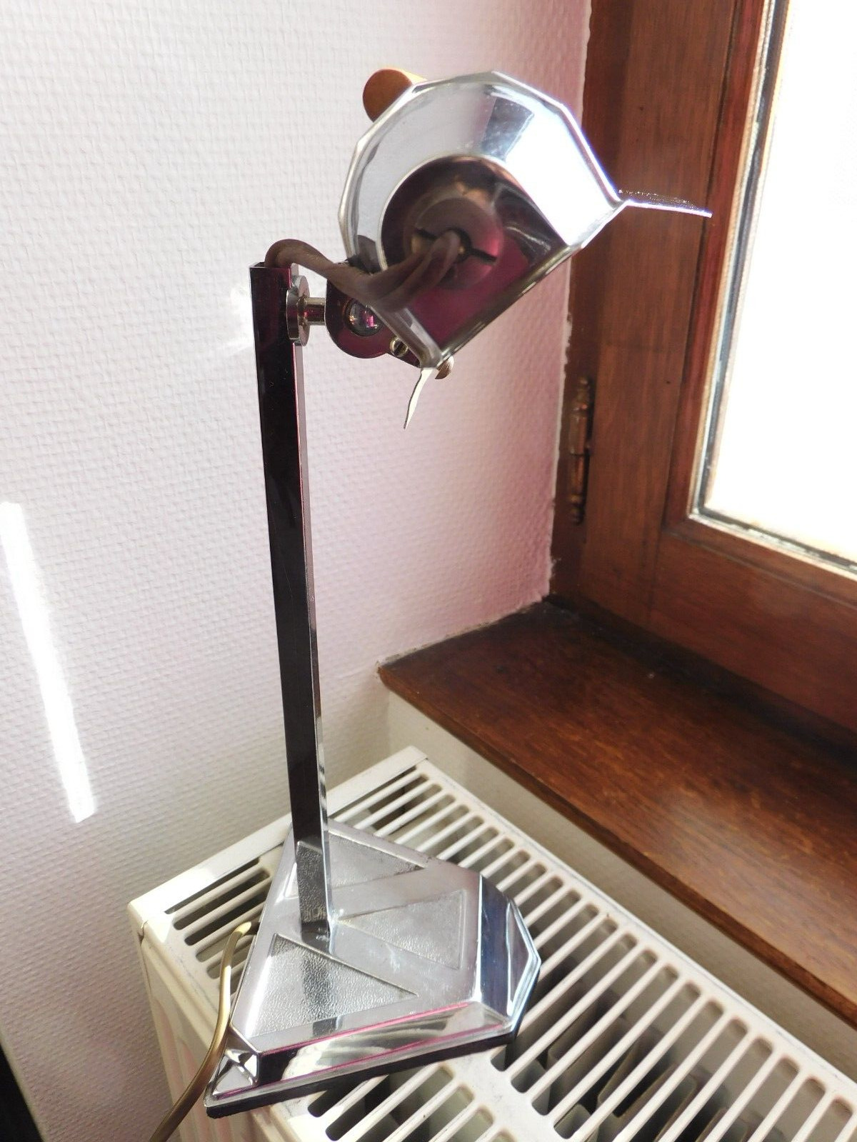 lampe ancienne pirouett , art déco en métal chrome