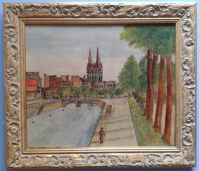 Tableau Quimper - Signé G.Georges (XIXe siècle) - Huile sur toile