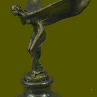 Ornement De Capot Rolls Royce En Bronze Coule Figurine "Esprit D'Écstasy"