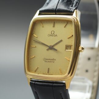 Vintage 1990 Omega Seamaster Gold Dial Tonneau Quartz Watch Cal.1430 [Exc+5]