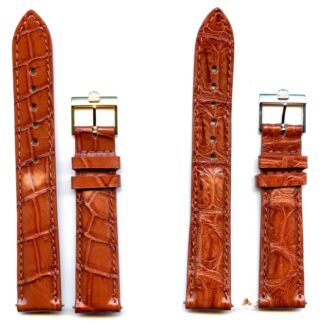 Deep Cognac Alligator Strap & Vintage Omega Buckle Gold or Steel