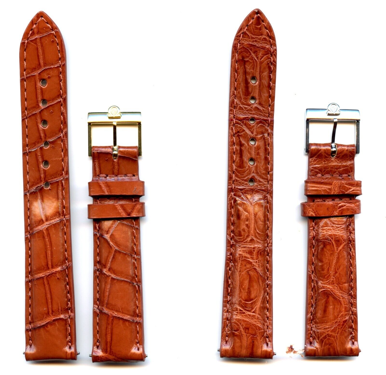 Deep Cognac Alligator Strap & Vintage Omega Buckle Gold or Steel