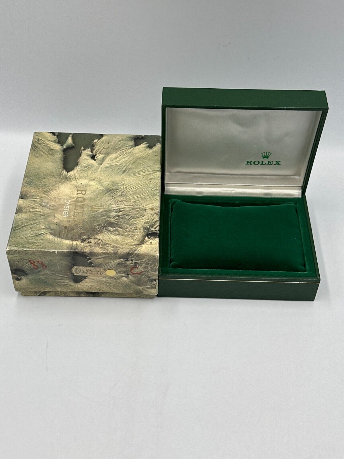 VINTAGE AUTHENTIQUE ROLEX 69173 Datejust boîte de montre boîtier bois cuir 24...