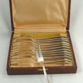 Ercuis Tolède Art Déco 12 fourchettes escargot/crustacé, 2 dents, excellent état