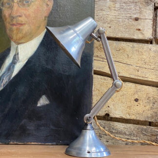 Ancien Lampe Articulée à Poser ou Mural - Métal Alu - Indus Vintage 50's