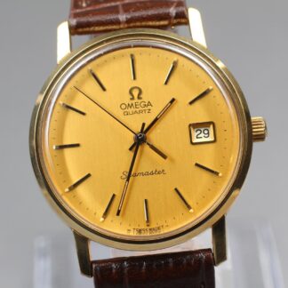 Montre homme 35 mm OMEGA Seamaster Qz Cal.1342 dorée vintage 1977 Batt ◆N...