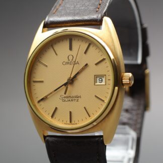 Cadran vintage Omega Seamaster Quartz texturé doré années 80 réf.196.0188...