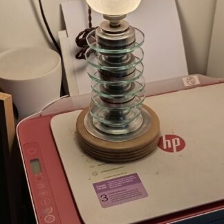 Rare Lampe Art Déco D'époque En Verre Et Aluminium