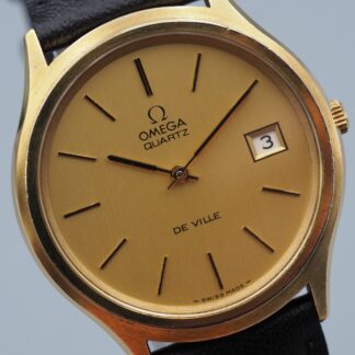 *Near Mint* Vintage Omega De Ville Cal.1336 Gold Dial Quartz Mens Watch Japan