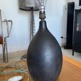 Pied de lampe Céramique noire vintage dlg Georges Jouve Capron design 1950 Blin