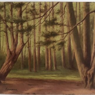 Tableau Ancien Huile Marcel Fournier (1869-1917) Paysage Bois XIXe Siècle