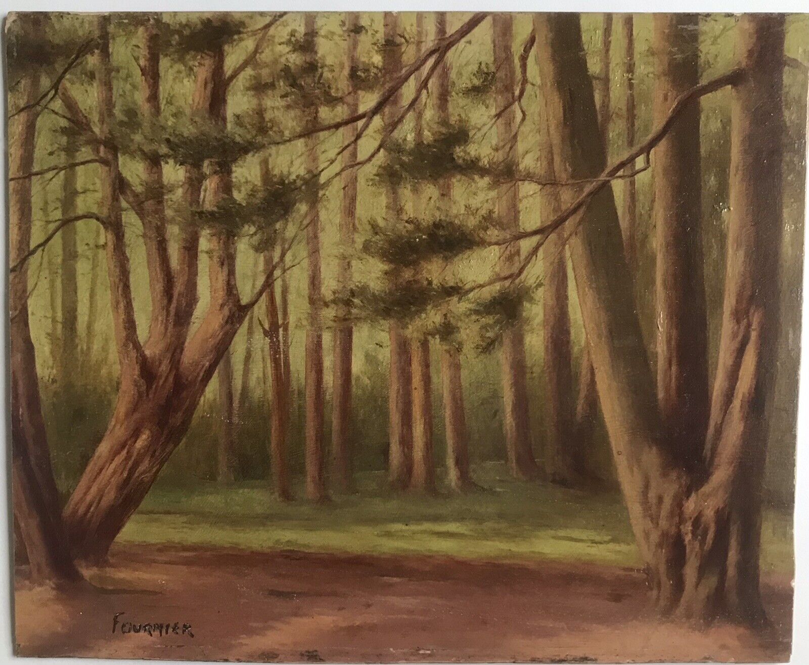 Tableau Ancien Huile Marcel Fournier (1869-1917) Paysage Bois XIXe Siècle