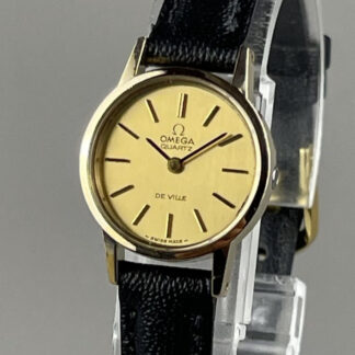 Montre femme vintage OMEGA De Ville 5910017 or SS pile neuve bracelet cuir neuf