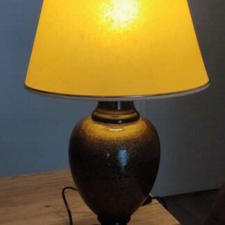 LAMPE DE TABLE  Marque CODILEM Pied En Céramique Noire Pailletées Or  Vintage