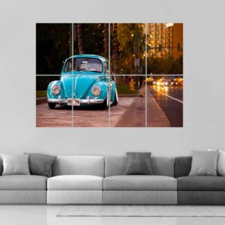 VOLKSWAGEN BEETLE BLUE VINTAGE Art Poster Grand format A0 Large Print