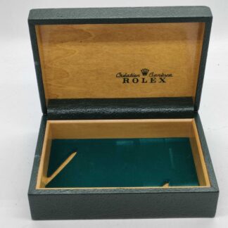 VINTAGE VÉRITABLE BOÎTIER DE MONTRE ROLEX vert 68,00,3 bois cuir 250214001eA