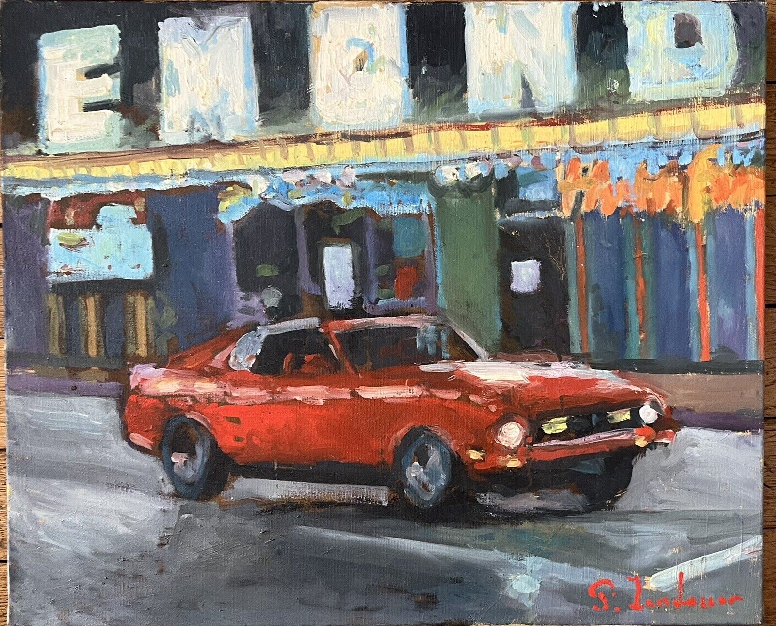 La ford Mustang 1970 - Patrice Landauer - Huile sur toile