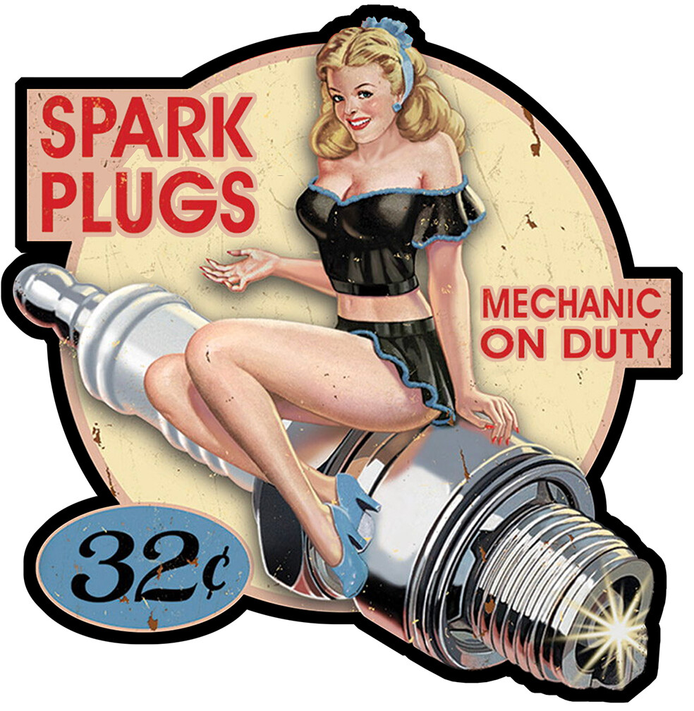 STICKER PINUP BOUGIE SPARK PLUGS RETRO AUTOCOLLANT VINTAGE AUTO MOTO PC015D