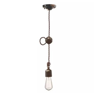 Ferroluce Suspension Lampe Vintage Noire 1 X E27 Fait Main En Céramique