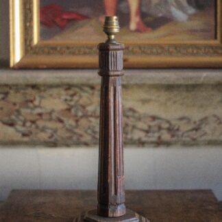 Lampe bois, pied de lampe bois tourné vintage, lampe à poser art déco