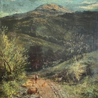 Superbe Paysage De Montagne Animé - Tableau Ancien XIX - 19eme Siècle