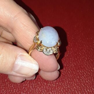 FABULOUS Estate Vintage 14k Gold Lavender Jade Jadeite Fine Diamond Ladies Ring
