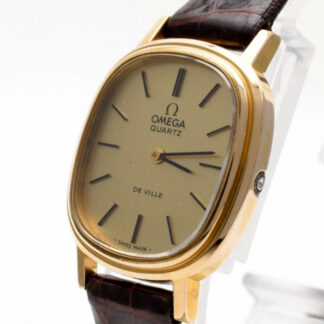 Vintage [N MINT] OMEGA De Ville Cal.1350 Push Gold Ladies Quartz Watch JAPAN