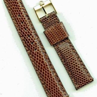 Marron 19mm Véritable Lézard MB Sangle Cuir & Vintage Or Omega Boucle
