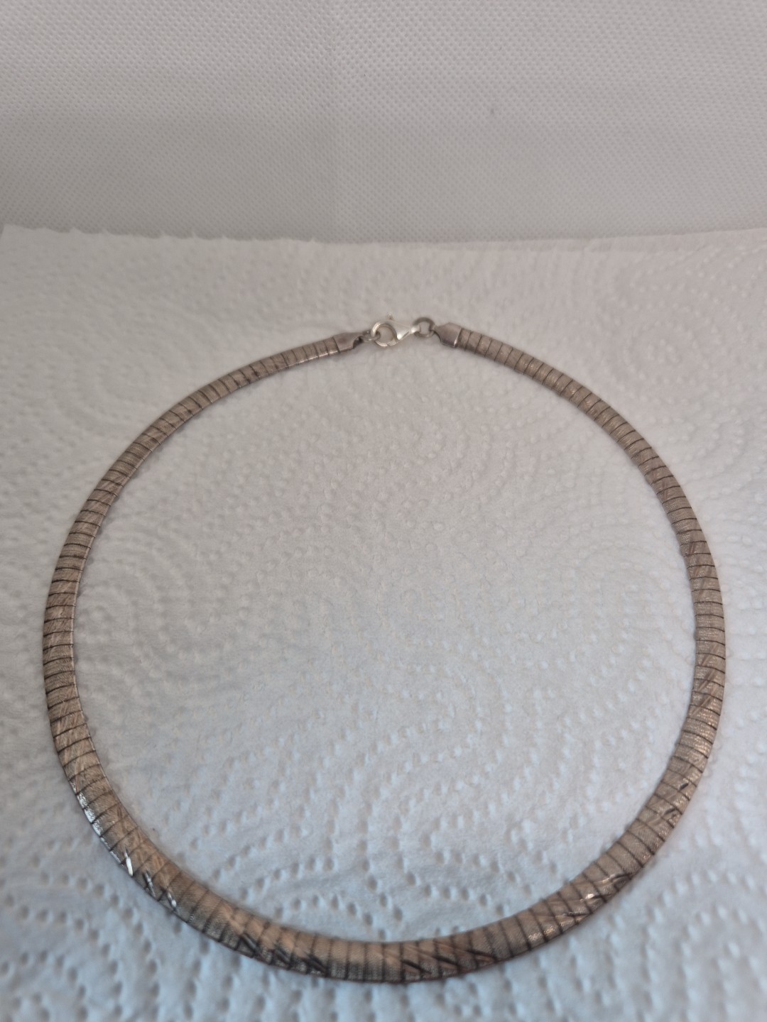 Collier Argent 925 Maille Plate Oméga Vintage