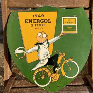 Plaque Publicitaire  BP ENERGIC  1949 VESPA 2 Temps Non Émaillée