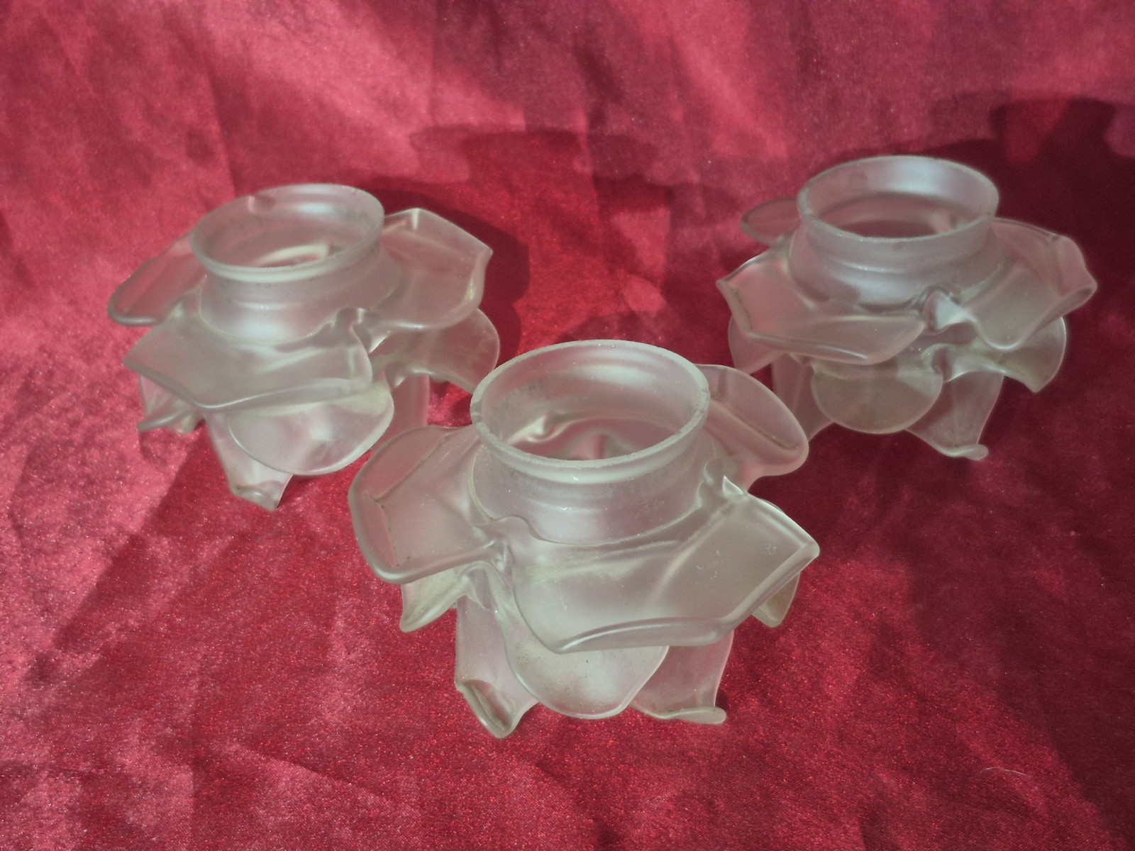 3 Tulipes en verre pince de forme fleur pour lustre lampe, Art Nouveau,deco