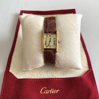 Cartier Must Tank Vermeil Vintage Quartz Ivoire Cadran Argent 925 Cuir...