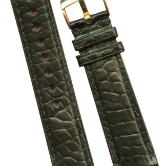 Gén Alligator MB Noir Bracelet 18mm Extra Long & Authentique Omega Boucle Doré