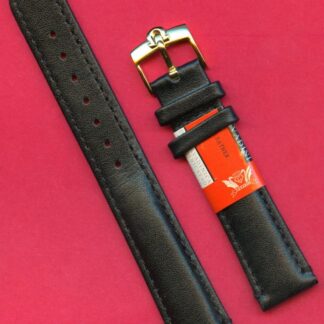 Véritable Noir Cuir de Veau Cervin Sangle 17mm 18mm 19mm 20mm & Omega Boucle