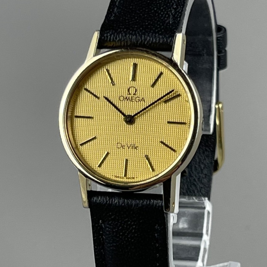 Montre vintage femme OMEGA De Ville 5910044 or pile neuve bracelet cuir neuf