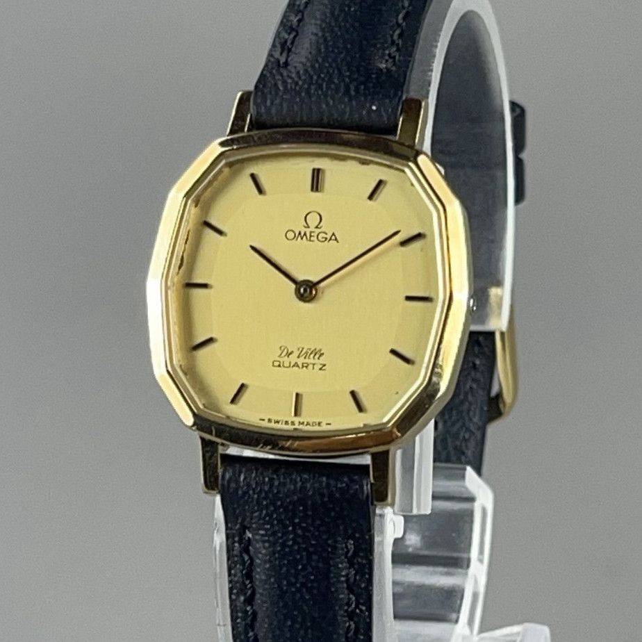 Montre vintage femme OMEGA De Ville 5910103 or pile neuve bracelet cuir neuf