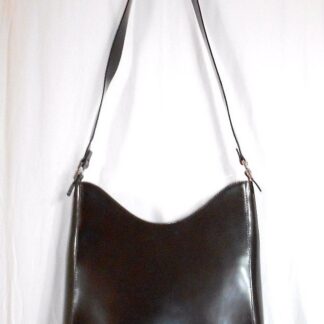 FRANCESCO BIASIA sac à main cuir glacé noir TBE